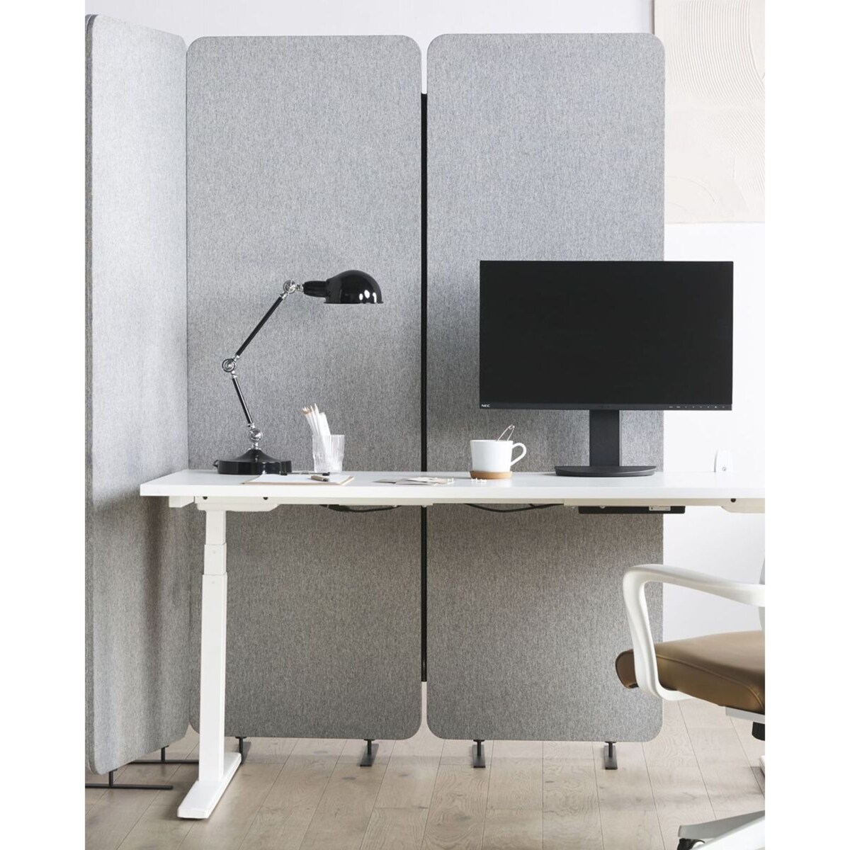 Przegroda biurkowa 184 x 184 cm Jasnoszary STANDI