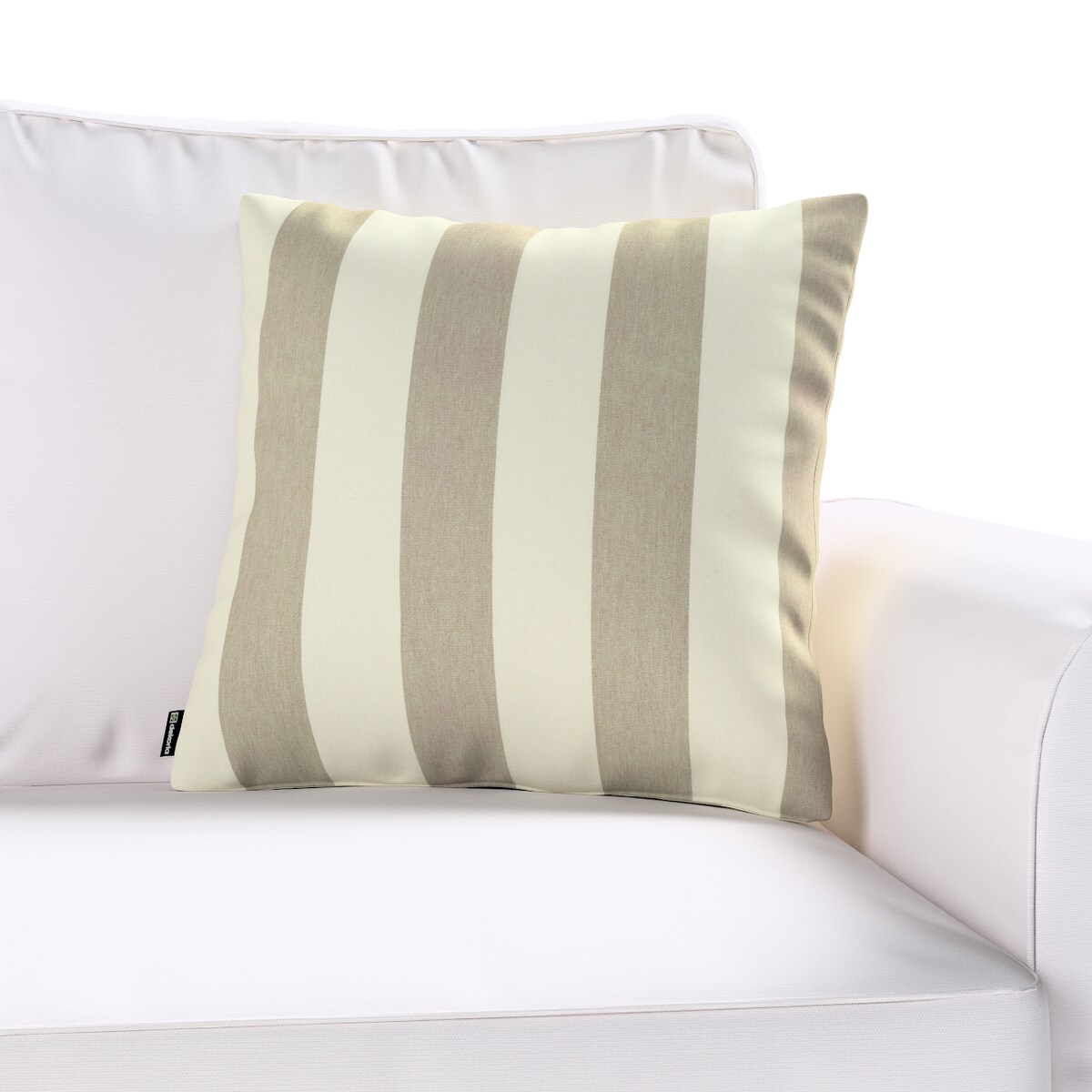 Poszewka Kinga na poduszkę 43x43 beżowo-białe pionowe pasy (5,5cm)