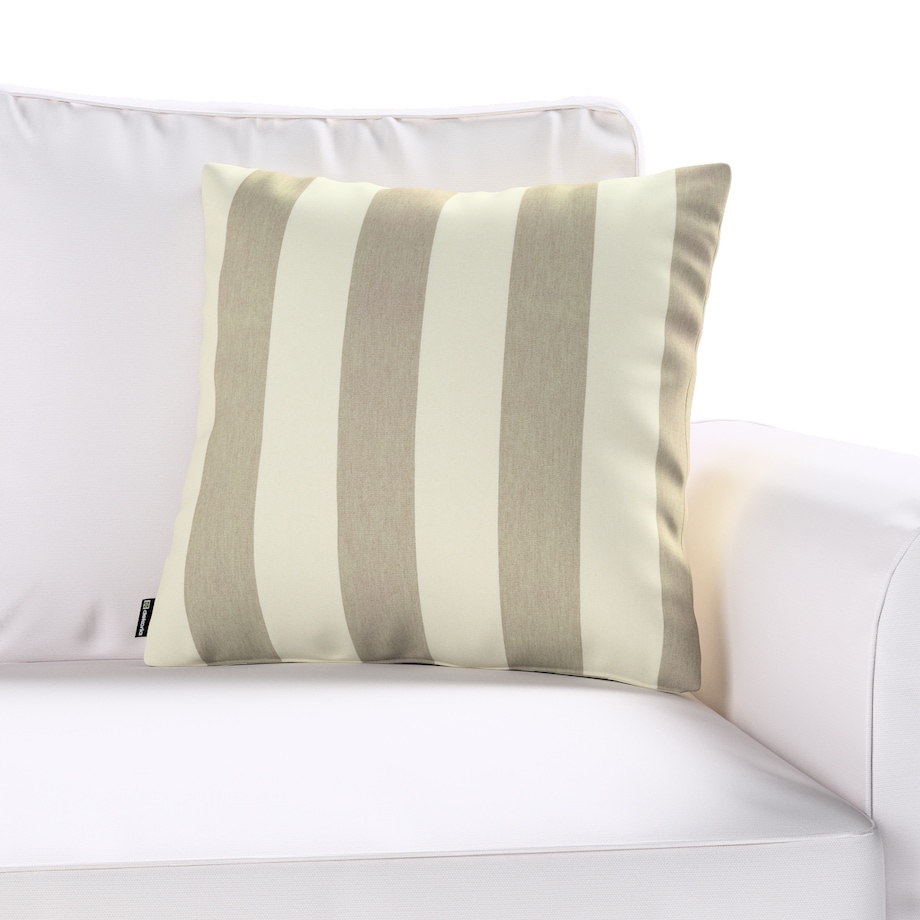 Poszewka Kinga na poduszkę 43x43 beżowo-białe pionowe pasy (5,5cm)