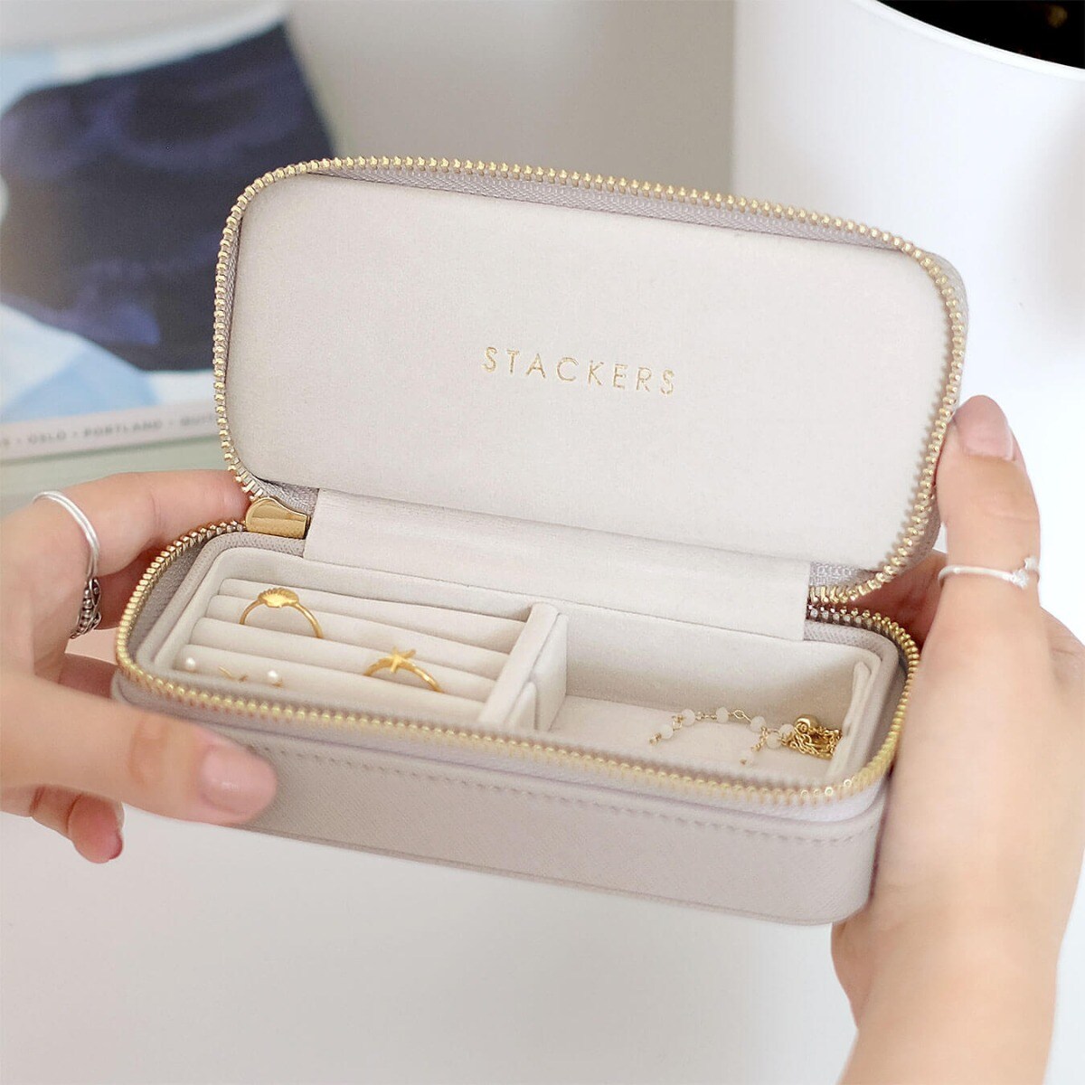 Pudełko podróżne na biżuterię Travel Medium Stackers taupe