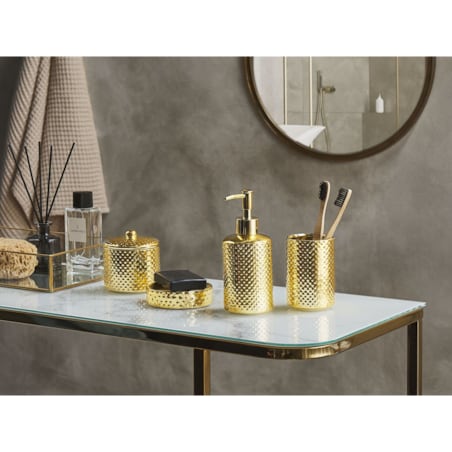 Zestaw akcesoriów łazienkowych 4 elementy CUMANA Ceramika Złoty