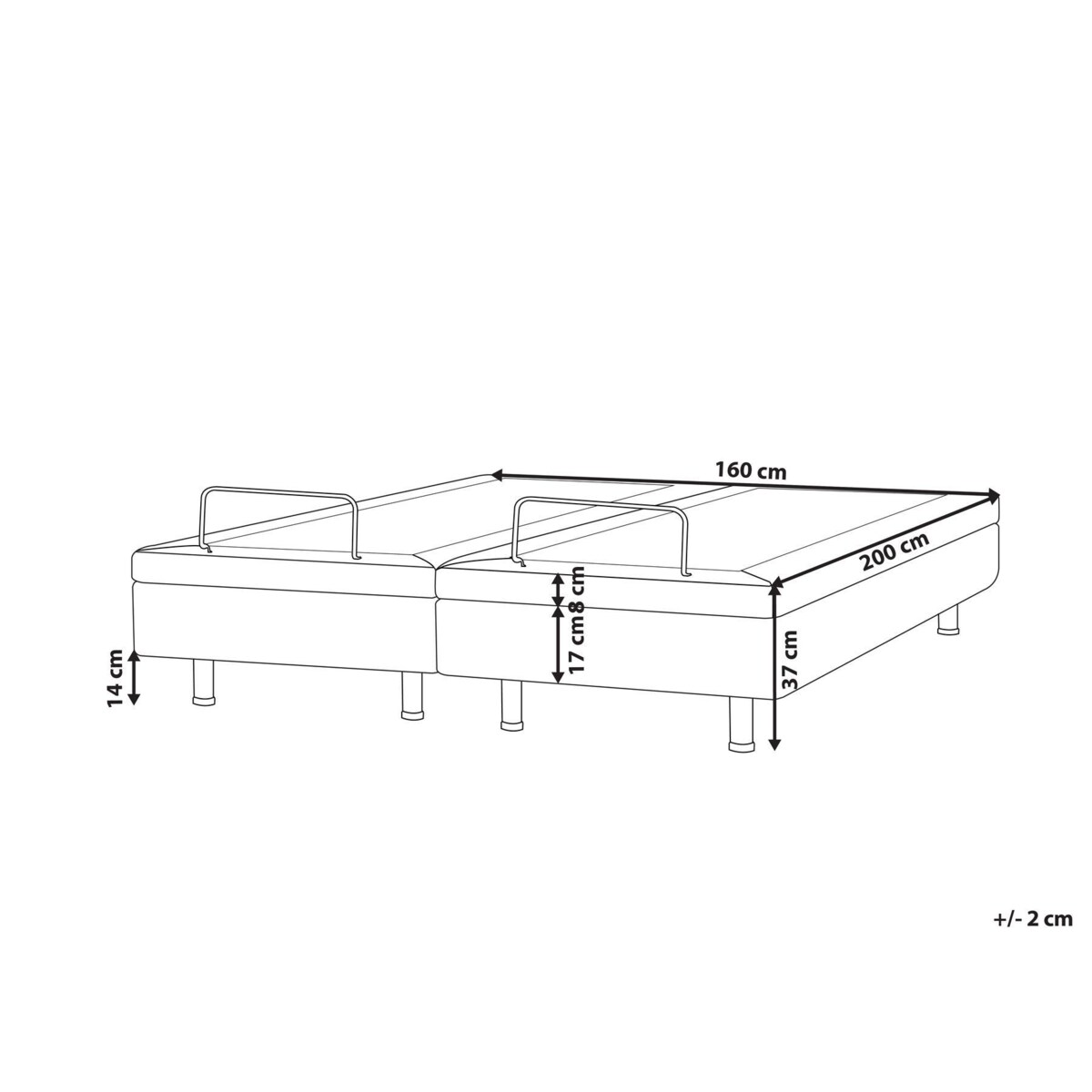 Łóżko regulowane bez zagłówka DUKE II 160 x 200 cm Beżowy