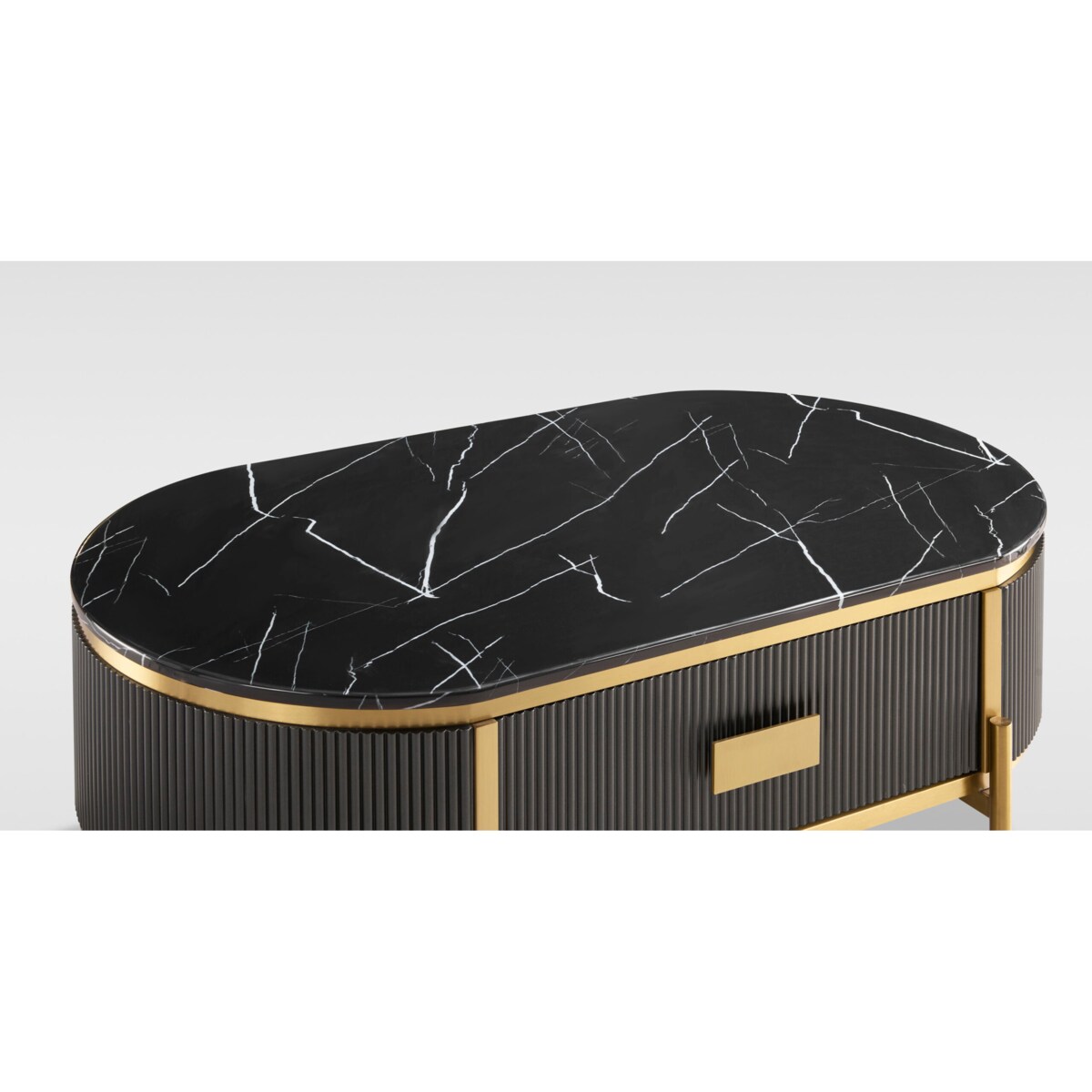 Grafitowy stolik kawowy glamour Omega ryflowany 124x71x48