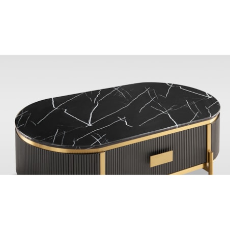 Grafitowy stolik kawowy glamour Omega ryflowany 124x71x48