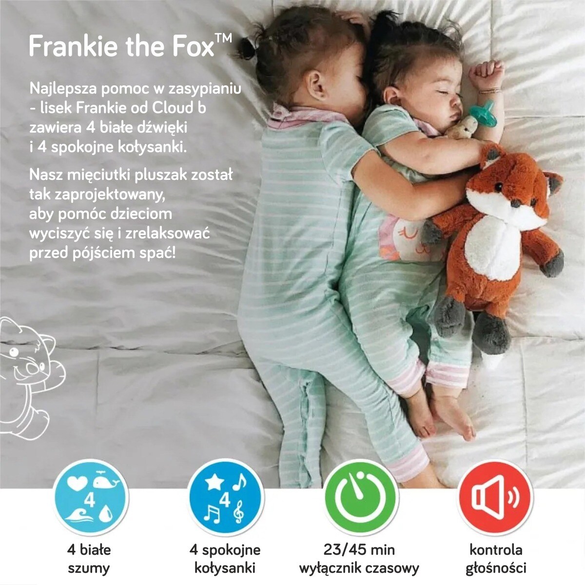 Szumiący lisek z pozytywką - Cloud b® Frankie the Fox™