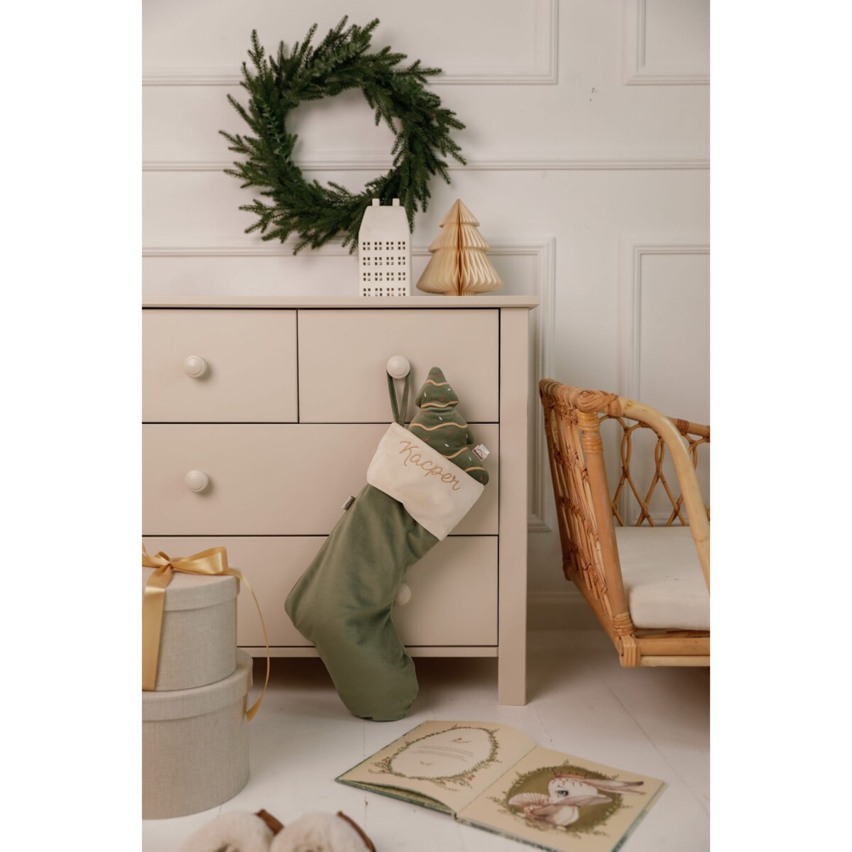 Skarpeta Świąteczna Personalizowana Forest Green