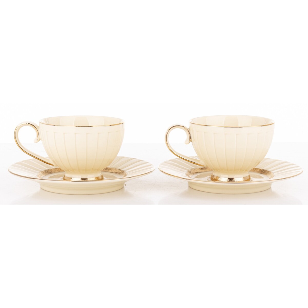 Filiżanka 2 szt. 7x9,5x12,5 cm 220 ml ze spodkiem Ø 16,5 cm TASSE-2 ecru i złoty