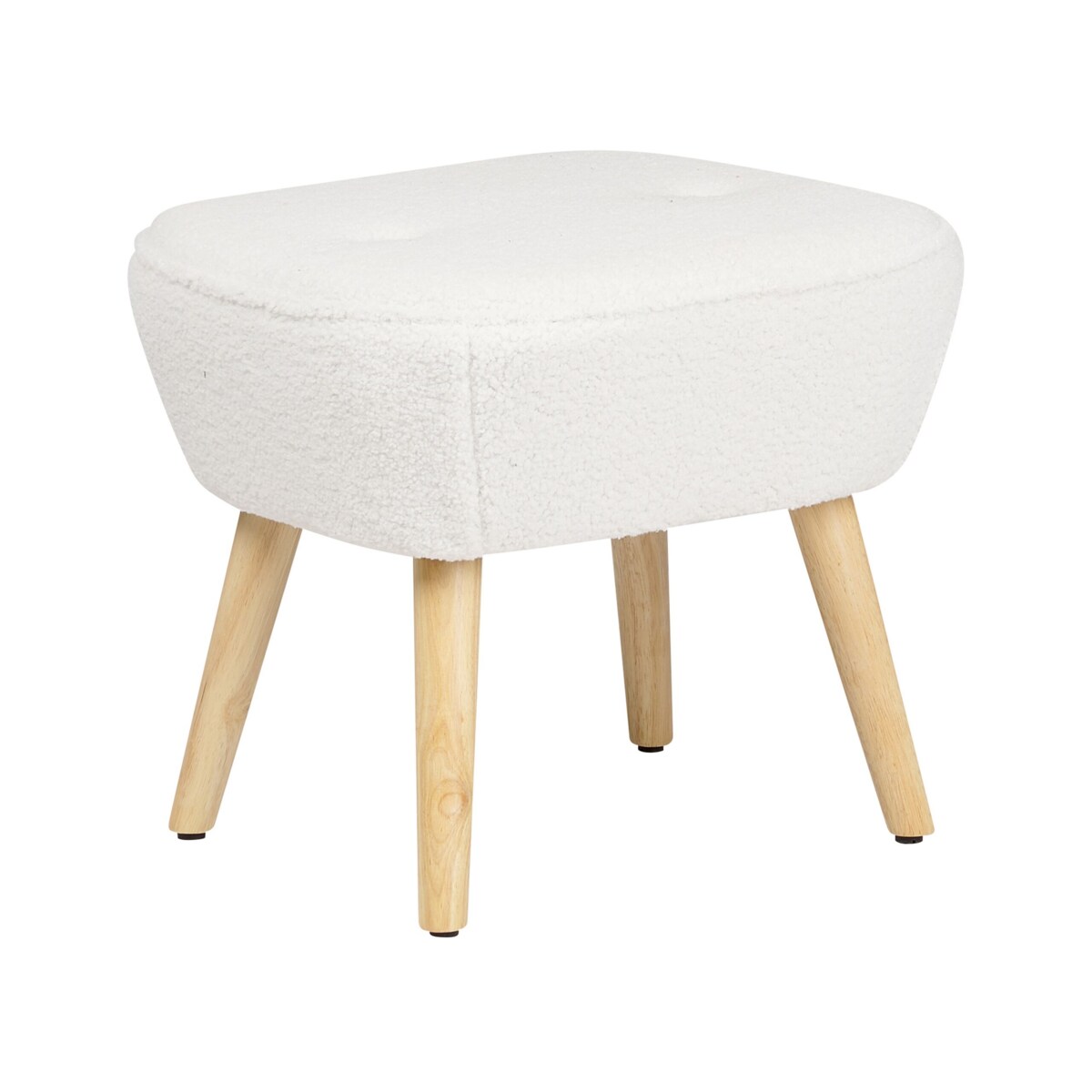 Fotel z podnóżkiem boucle biały TUMBA