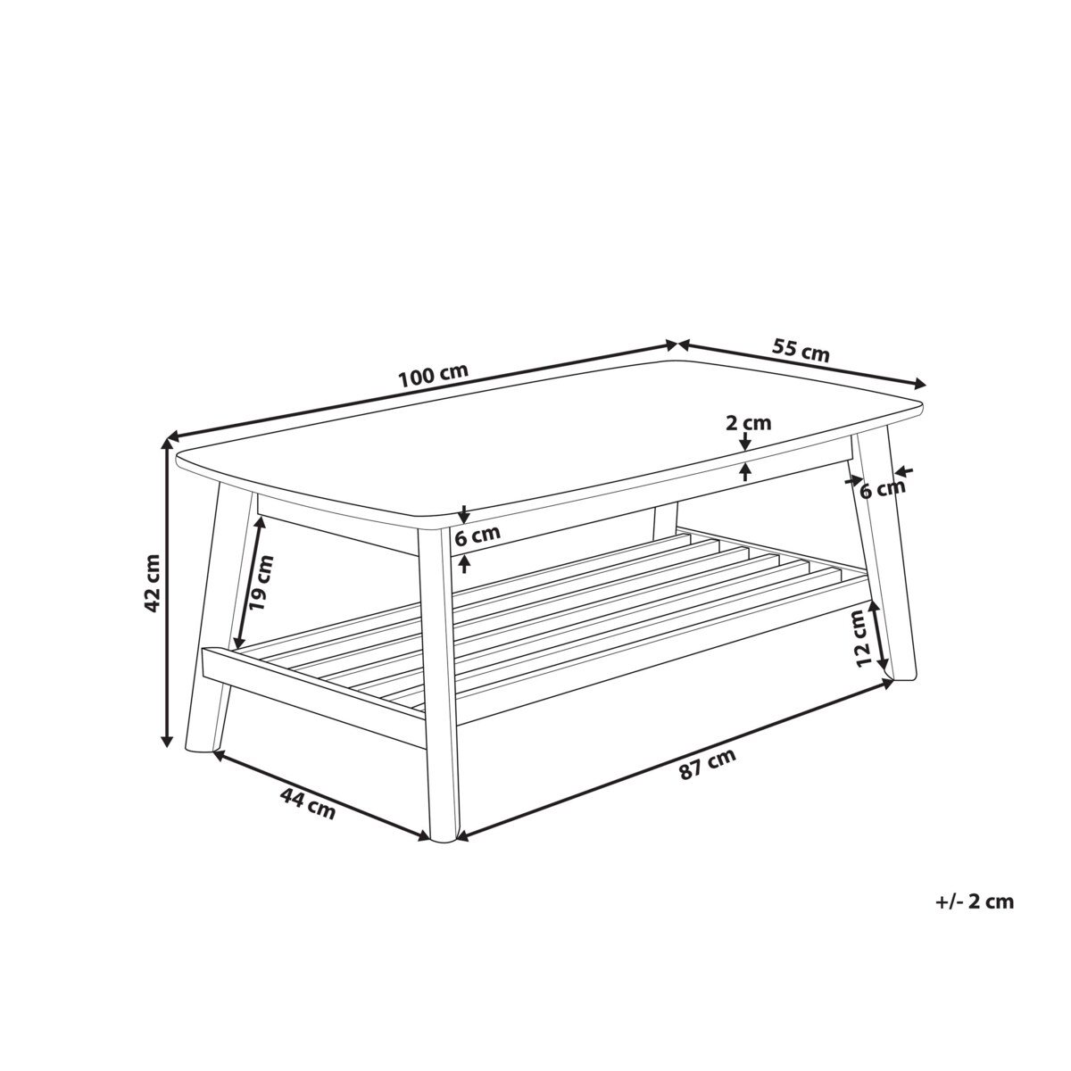 Stolik kawowy z półką jasne drewno TULARE