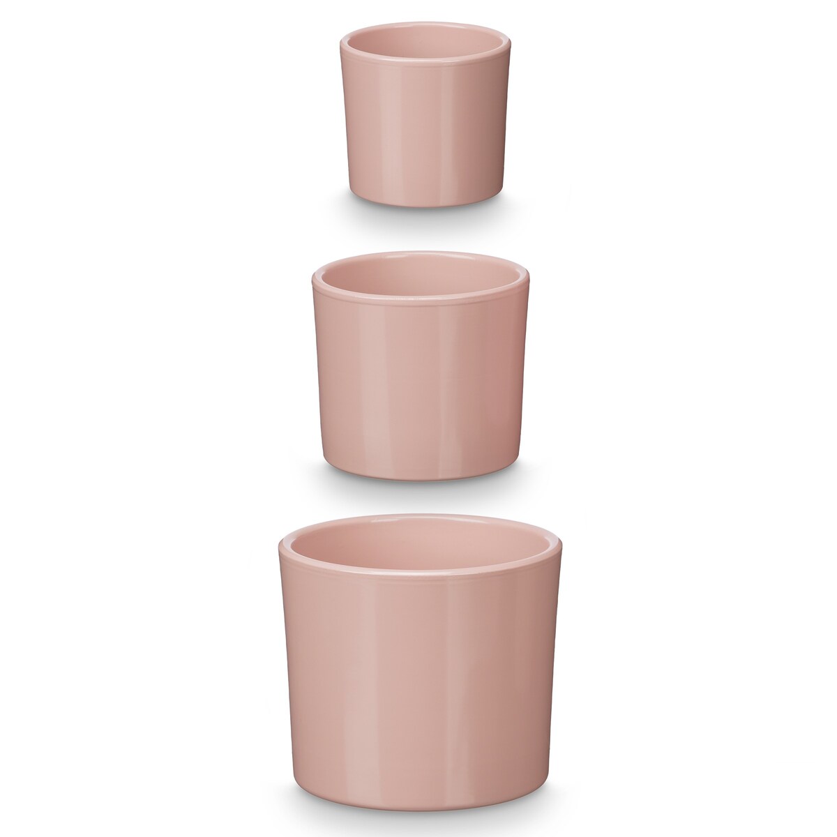 Zestaw 3 doniczek ceramicznych Ø14, 17, 22 cm VASOS różowe