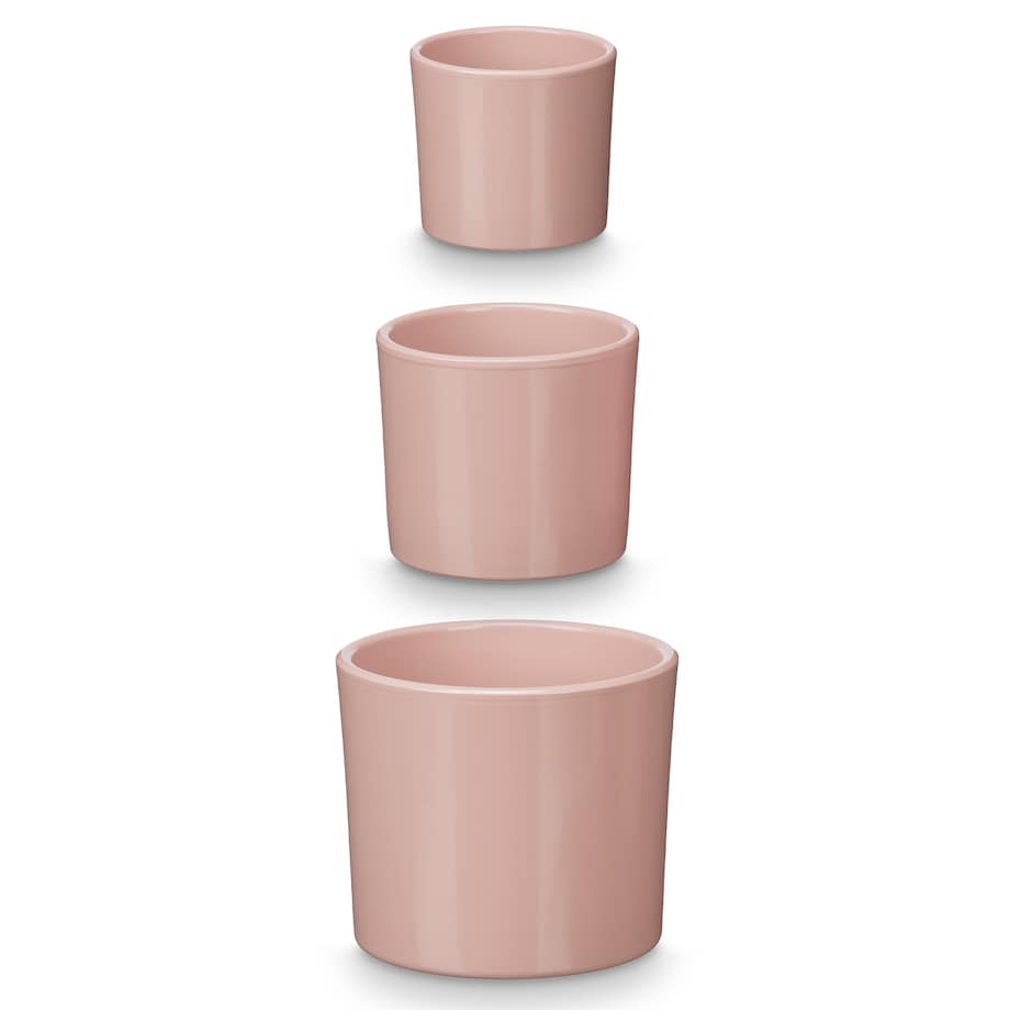 Zestaw 3 doniczek ceramicznych Ø14, 17, 22 cm VASOS różowe