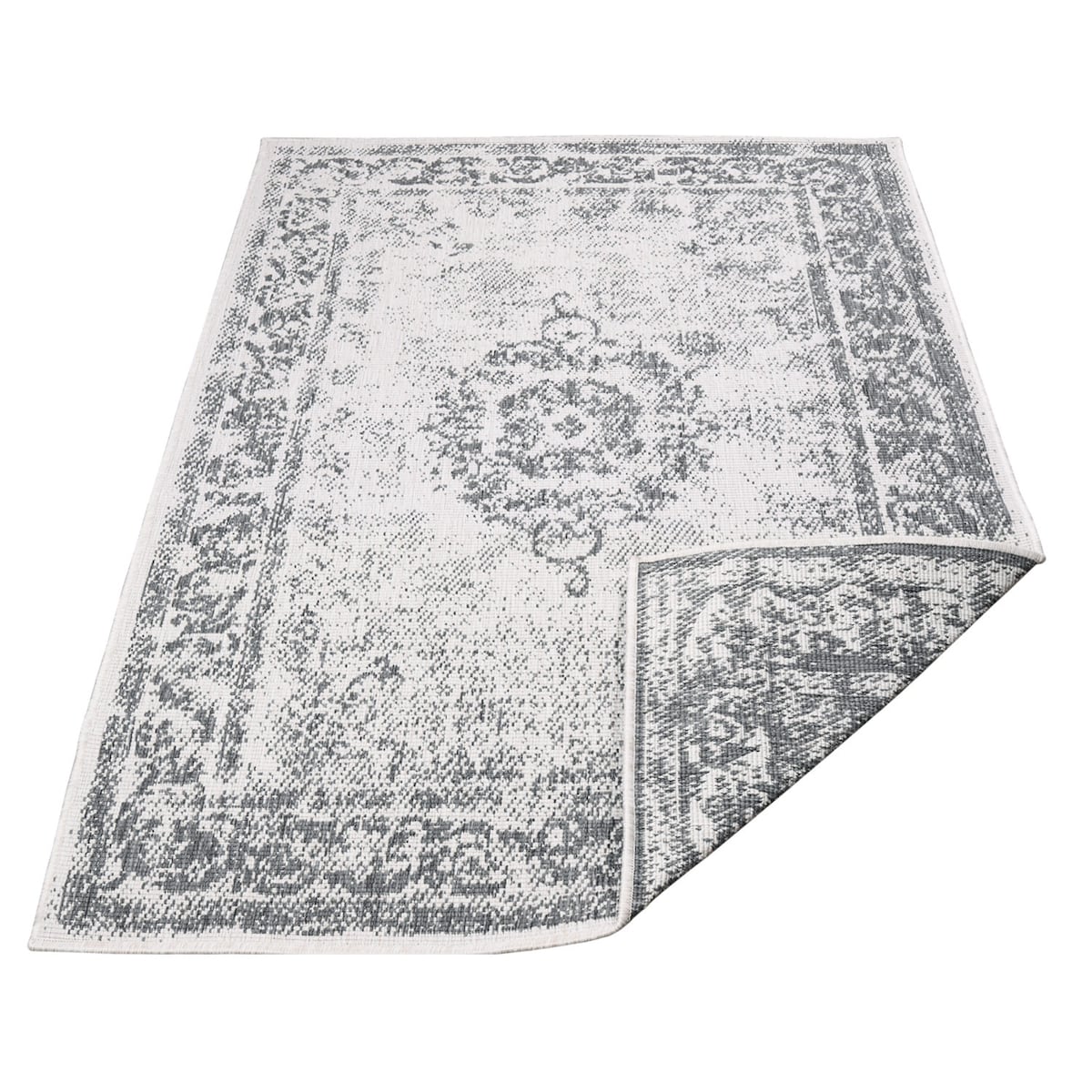 Funkcjonalny dywan na zewnątrz i do wnętrz, dwustronny DUO 55770 Szary 120x170