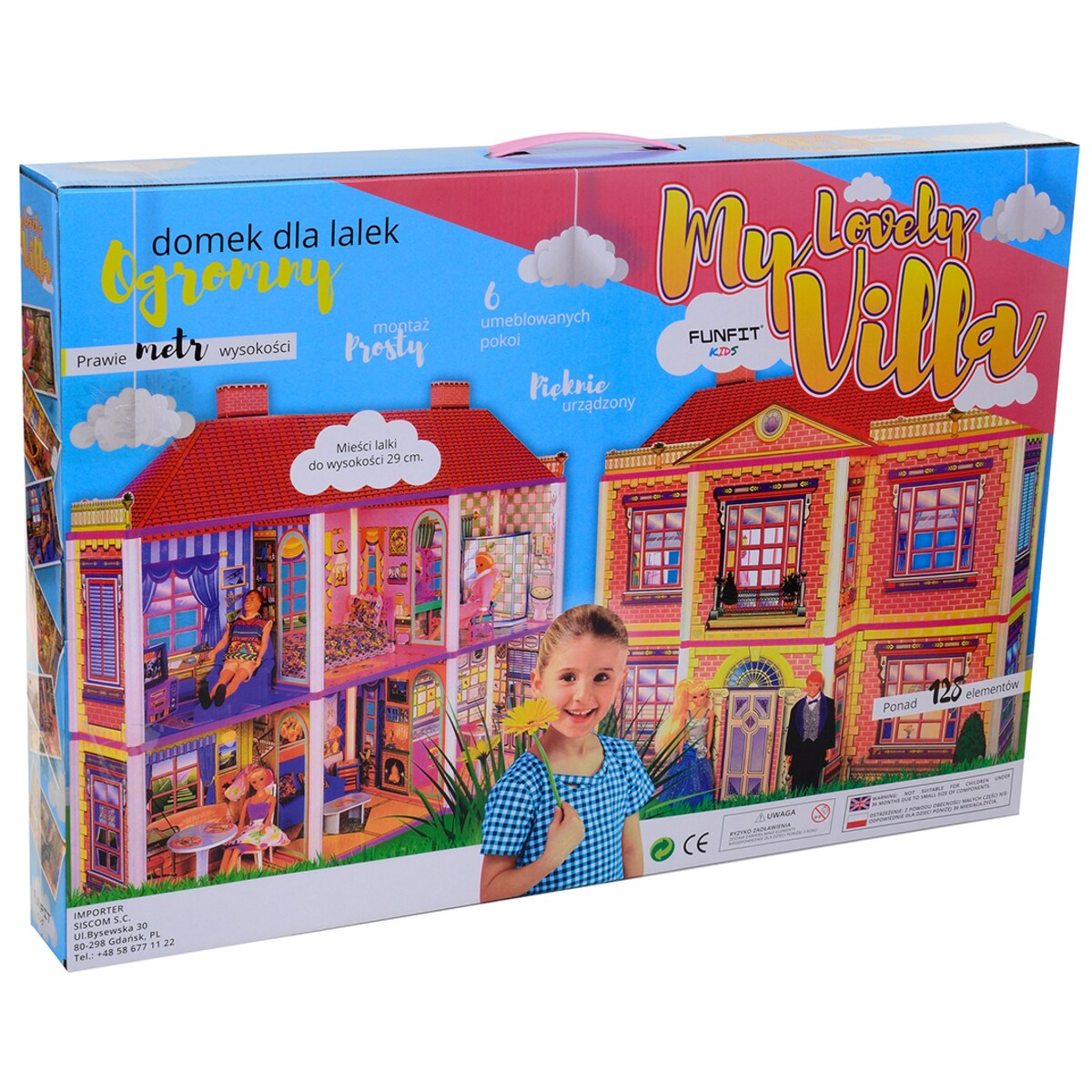 Wielki domek dla lalek Willa 94 cm +akcesoria FUNFIT