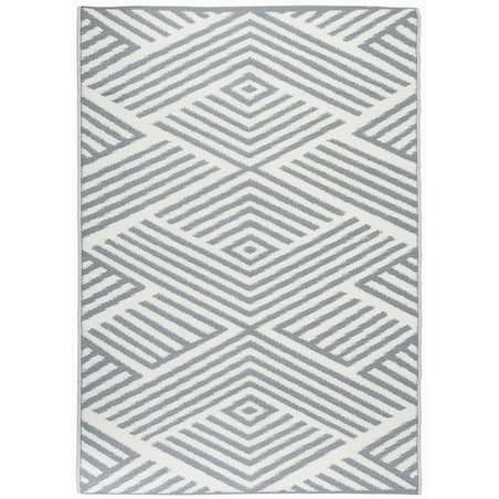 Dywan zewnętrzny tkany na płasko 120x170 cm e-floor geometryczny szary