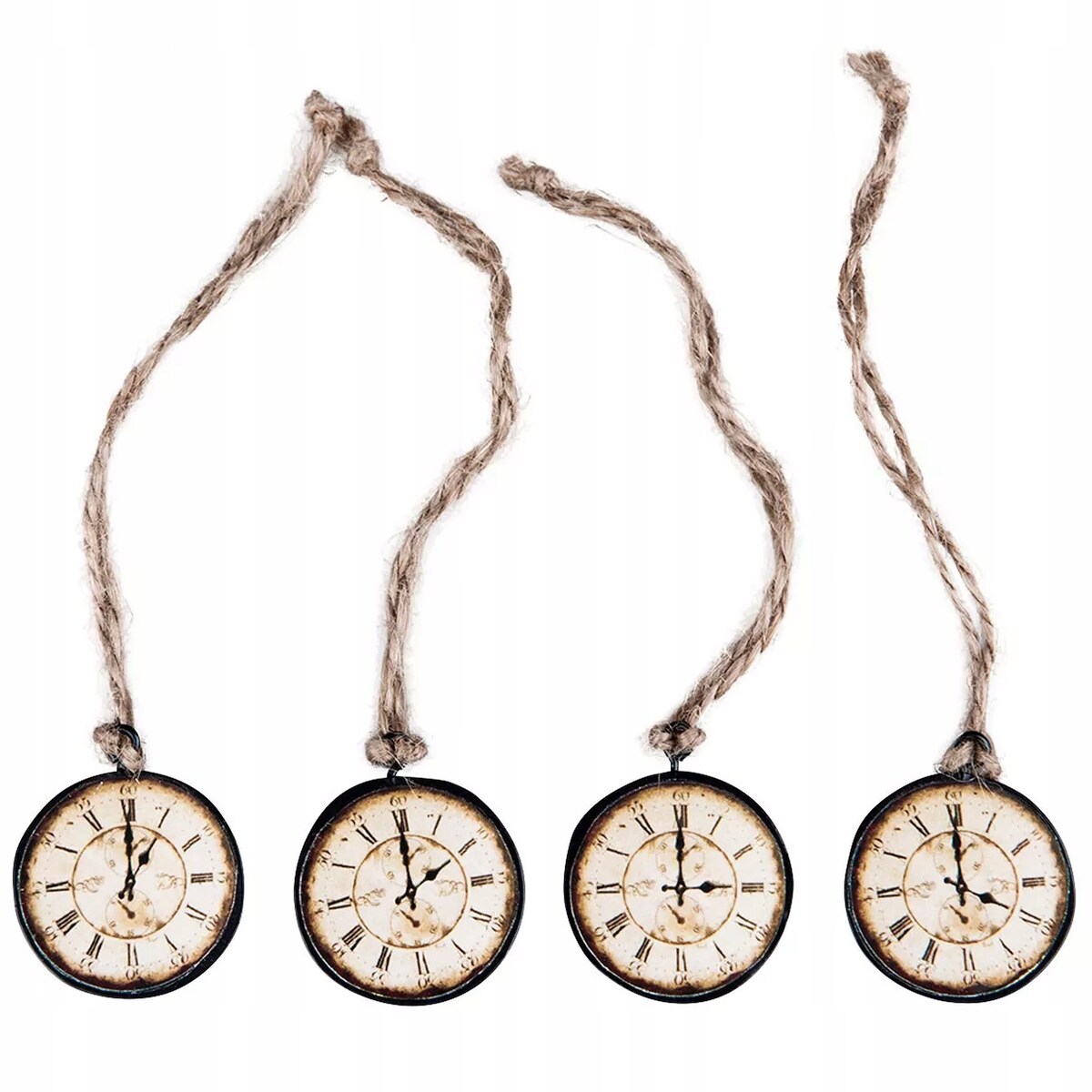 OZDOBNA ZAWIESZKA BOMBKA ZEGAR 4 szt choinkowa na choinkę drzewko metalowa