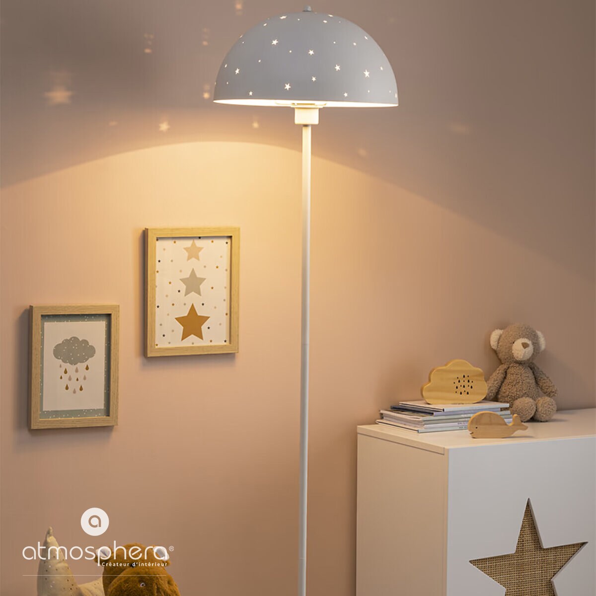 Lampa podłogowa grzybek ENFANT z efektem gwiazdek, wys. 150 cm