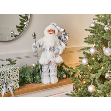 Dekoracja świąteczna NELAUG Mikołaj 48 cm Srebrny