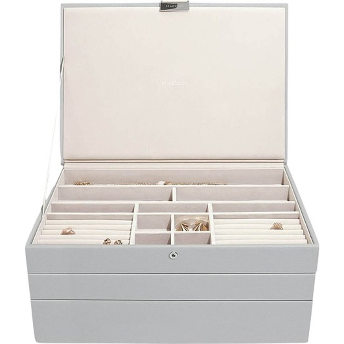 Szkatułka na biżuterię Stackers potrójna supersize kamienna szarość