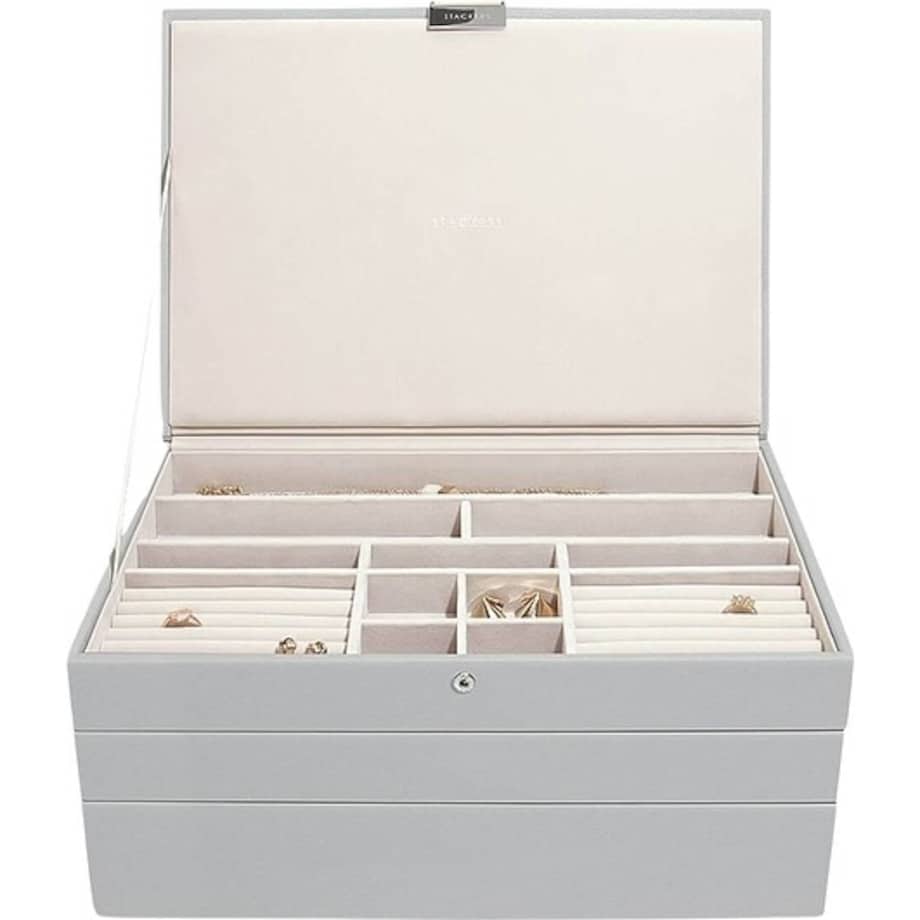 Szkatułka na biżuterię Stackers potrójna supersize kamienna szarość