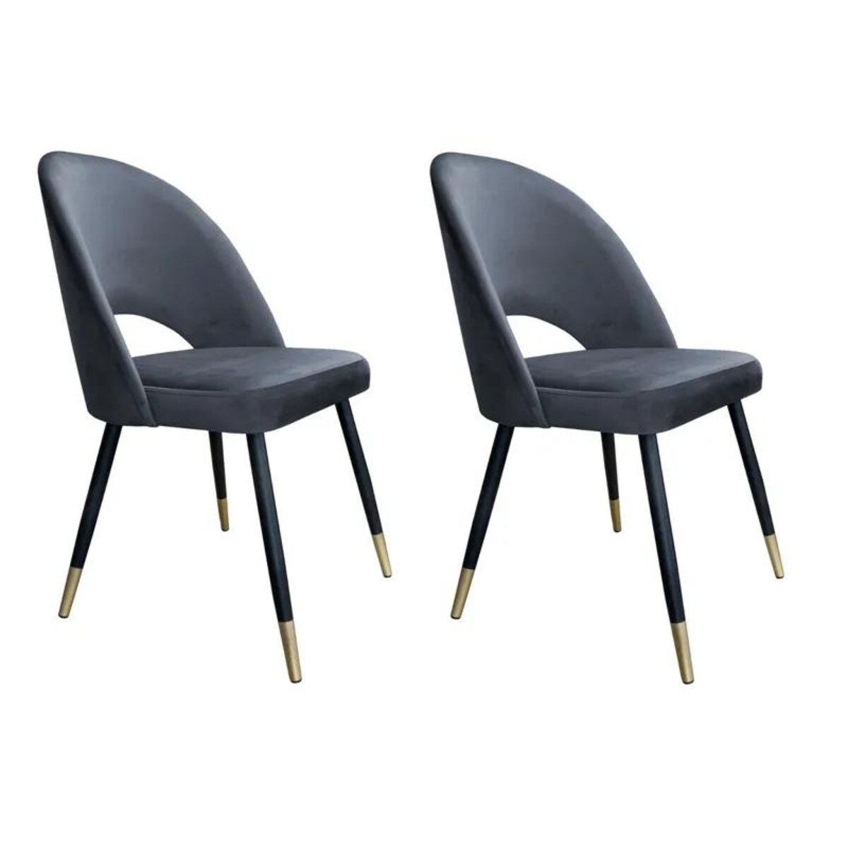 Zestaw krzeseł ISKAR BL VELVET GOLD 2 szt ciemno szare