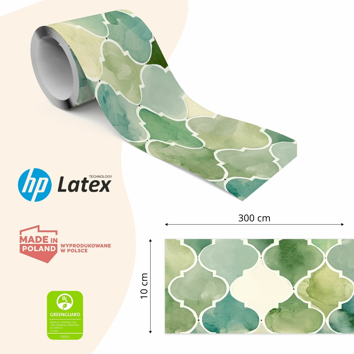 Pasek Dekoracyjny Bordiura Do Tapeta Zielone ORNAMENTY Akwarele Abstrakcja