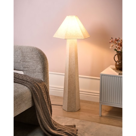 Lampa podłogowa DEMBI Len syntetyczny Jasnobeżowy