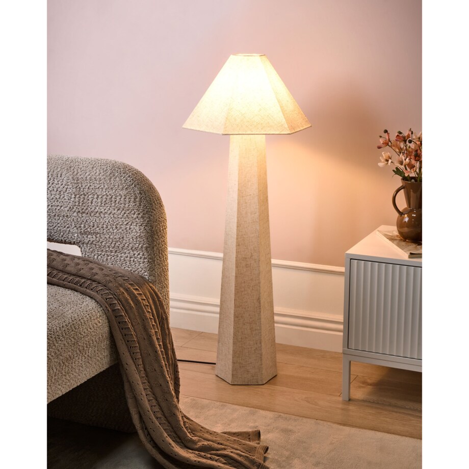Lampa podłogowa DEMBI Len syntetyczny Jasnobeżowy
