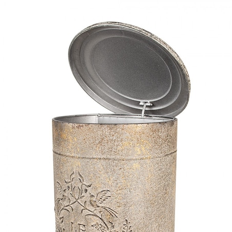 Kosz na śmieci metalowy, postarzany beżowo-złoty Jardin