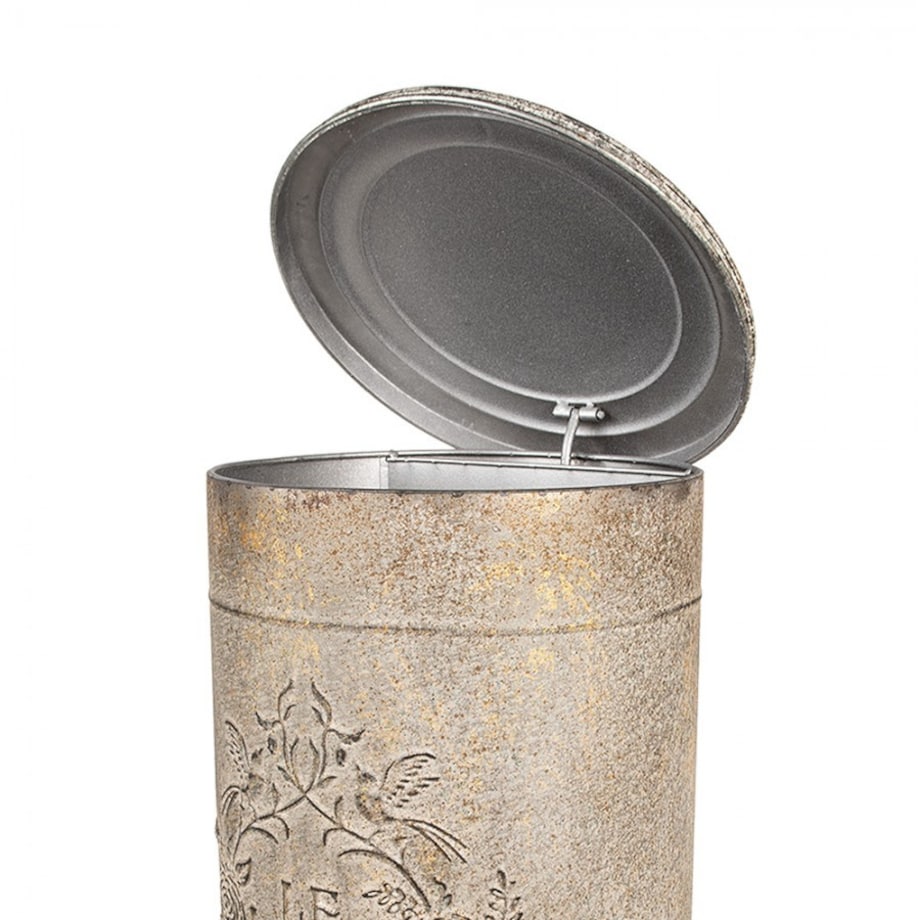 Kosz na śmieci metalowy, postarzany beżowo-złoty Jardin