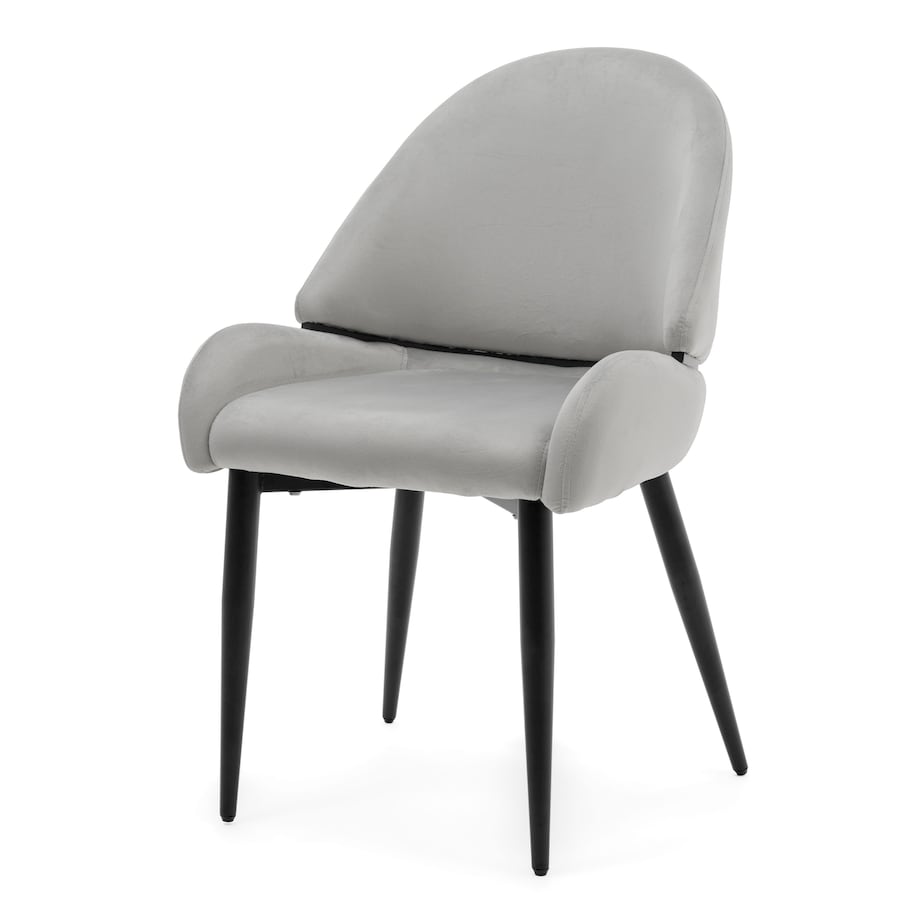 Krzesło tapicerowane welurowe do salonu BERGAMO jasnoszare