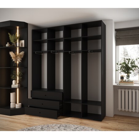 Garderoba wysoka do przedpokoju INOVA 1 Z15 czarny+czarny