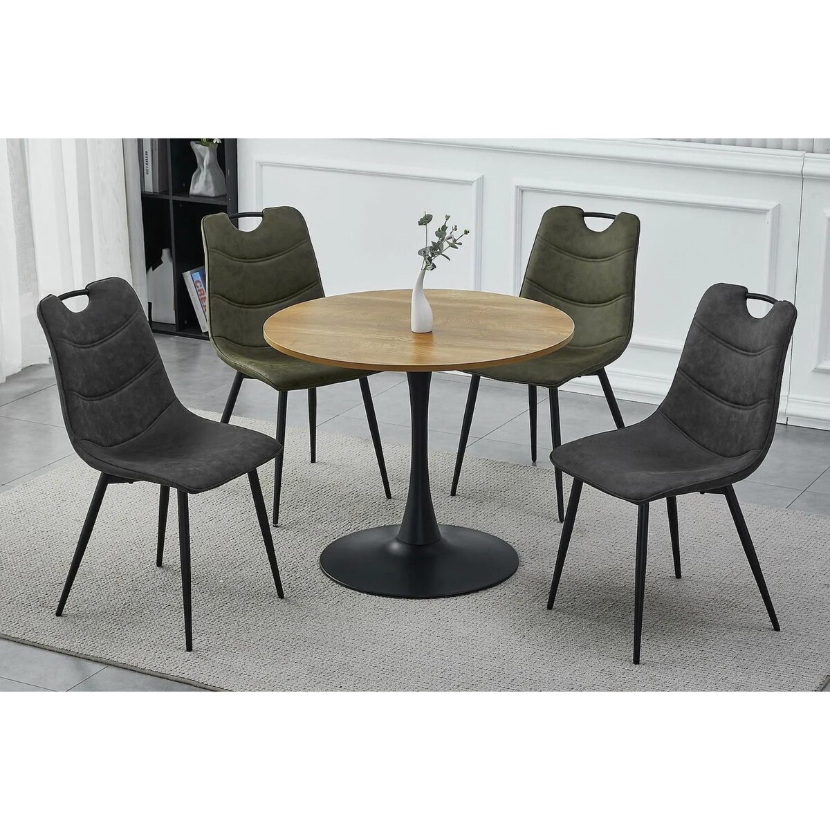 Stół okrągły AMADEO II 90x90 dąb/czarny