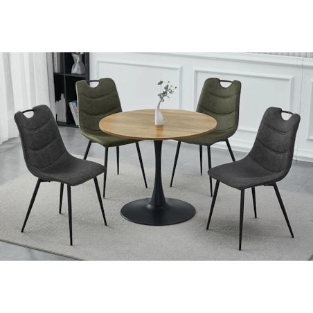 Stół okrągły AMADEO II 90x90 dąb/czarny