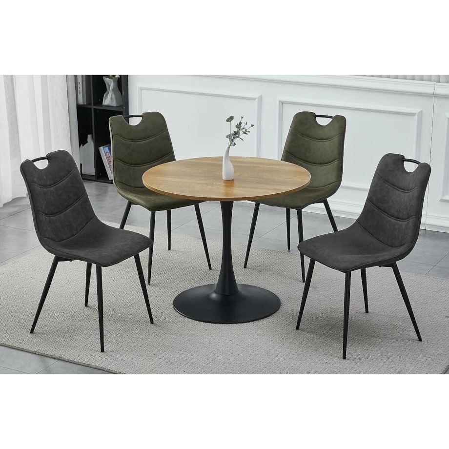 Stół okrągły AMADEO II 90x90 dąb/czarny