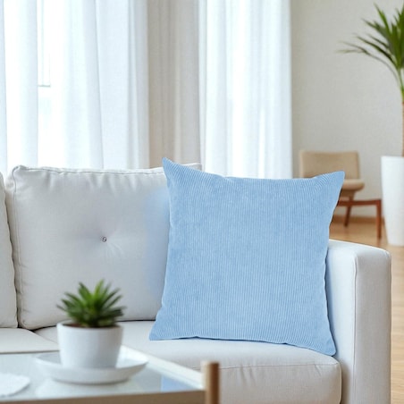 Błękitna sztruksowa poduszka dekoracyjna 50x50 Iga - duża
