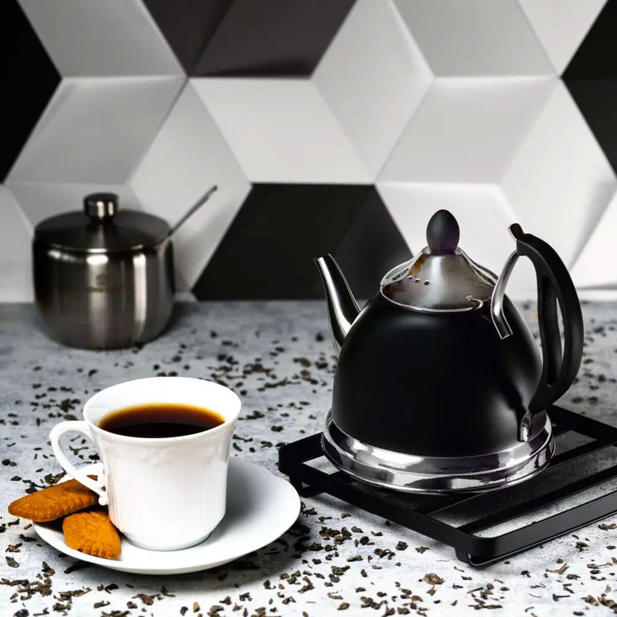 Czajnik czajniczek zaparzacz do herbaty i ziół 1.0L czarny KINGHOFF