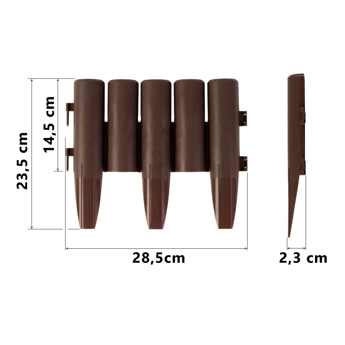 Palisada ogrodowa obrzeże ogrodowe trawnikowe brązowe Plonos tworzywo płotek 220 cm
