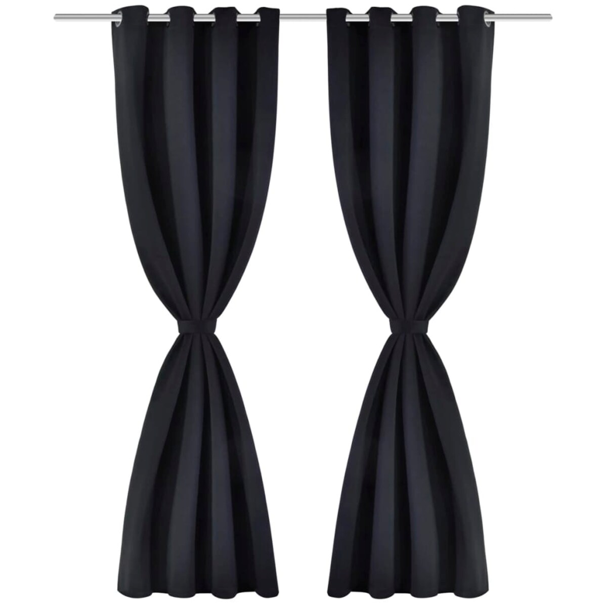 vidaXL Zasłony zaciemniające z kółkami, 2 szt., 135x175 cm, czarne