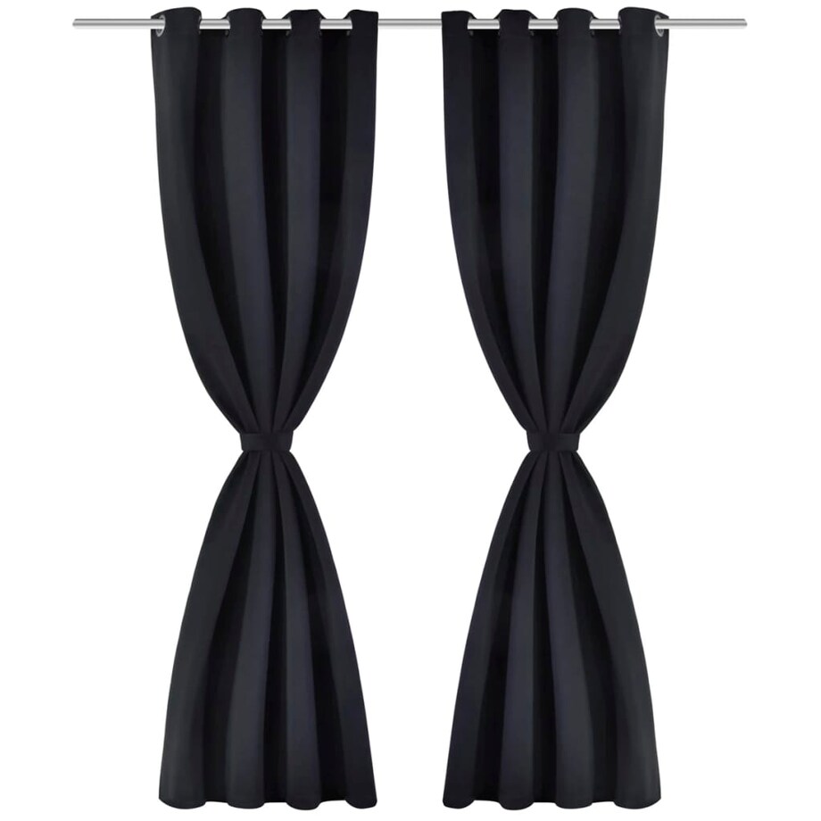 vidaXL Zasłony zaciemniające z kółkami, 2 szt., 135x175 cm, czarne
