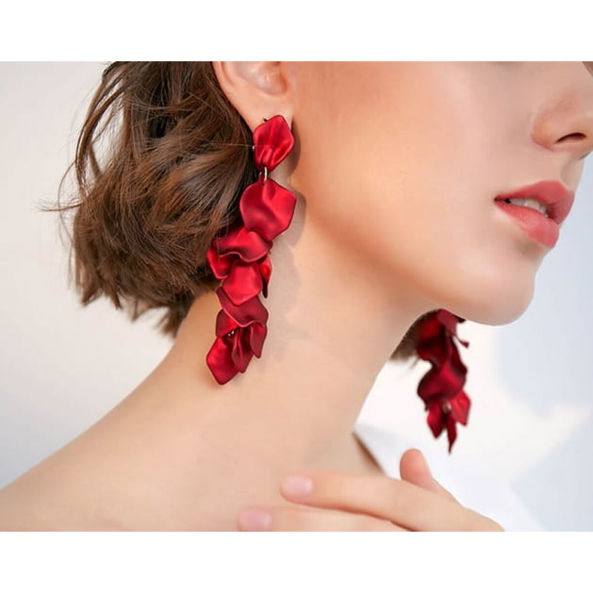 Kolczyki czerwone listki girlanda