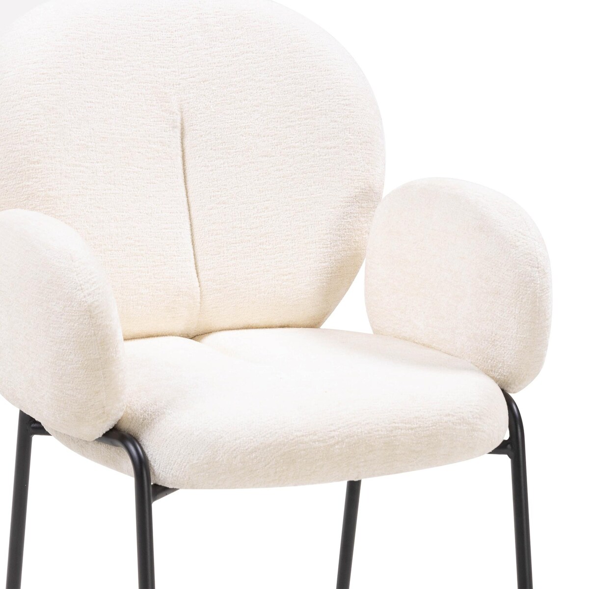 Krzesło do jadalni ecru/czarne metalowe nogi