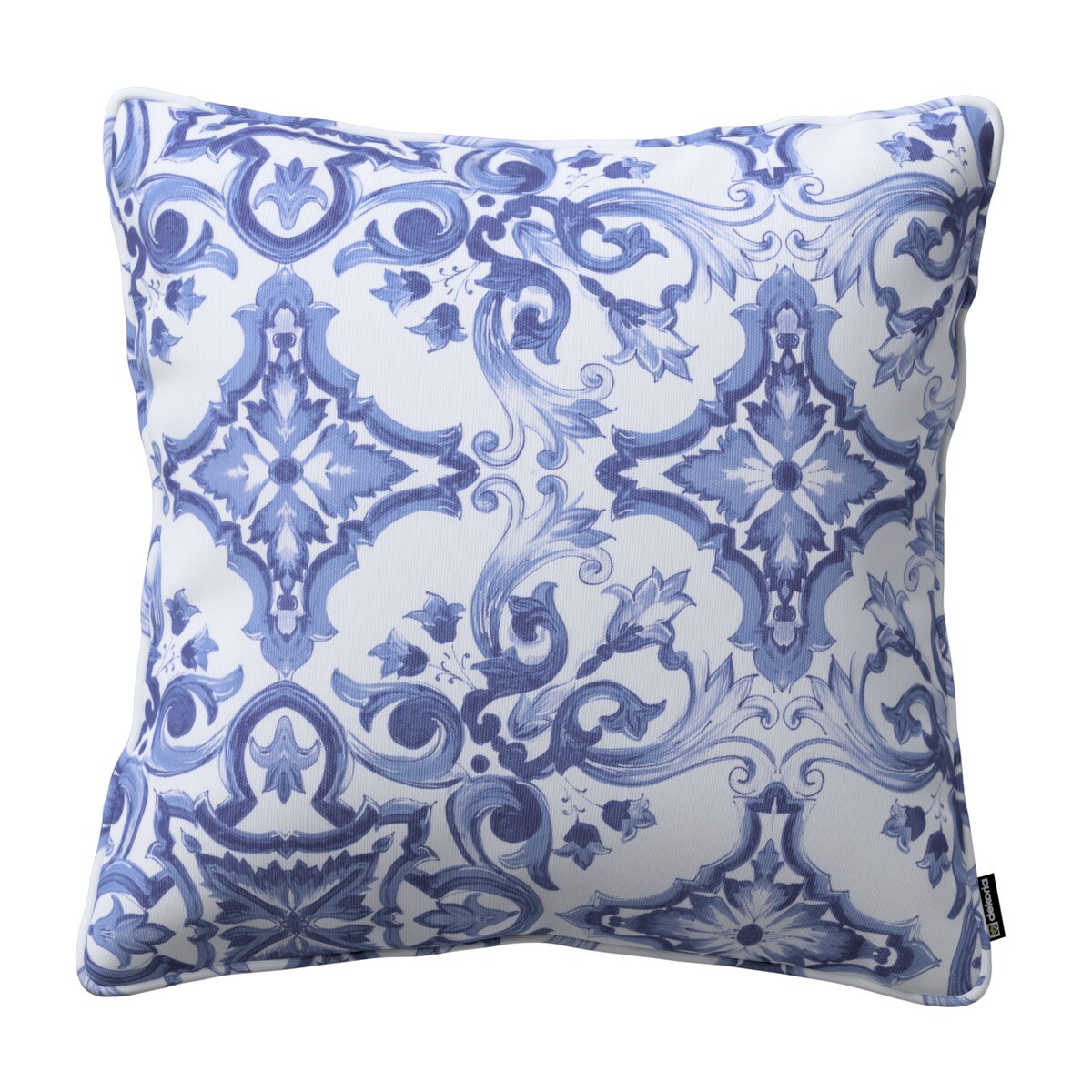 Poszewka Gabi na poduszkę 60x60 niebieskie wzory na białym tle