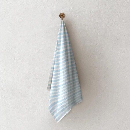 Lniany ręcznik kuchenny - błękitne paski