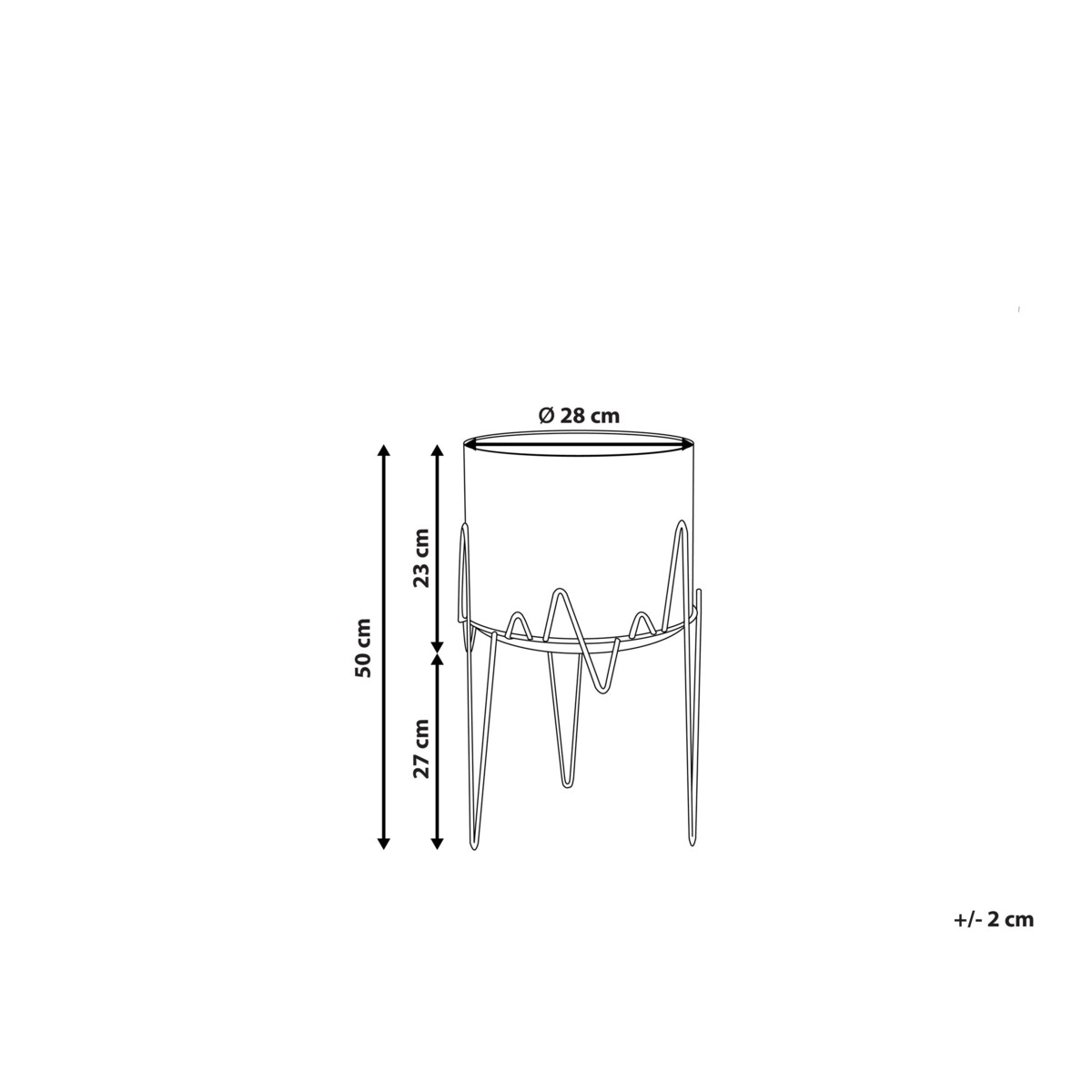 Doniczka na stojaku metalowa 28 x 28 x 50 cm zielono-złota KALANDRA