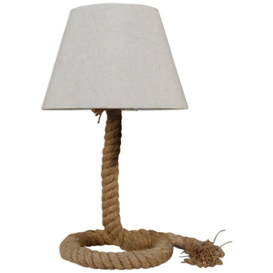 Abażurowa lampa stołowa Rope 3147223 lina stojąca do sypialni brązowa biała