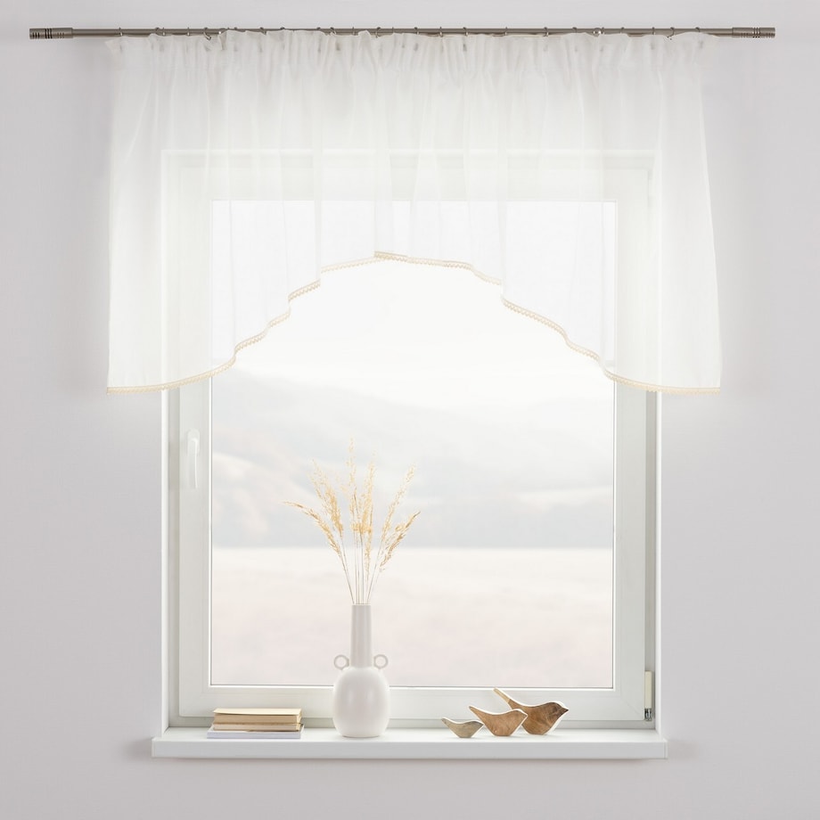 Lambrekin łuk Lily z koronką 200x80 ecru