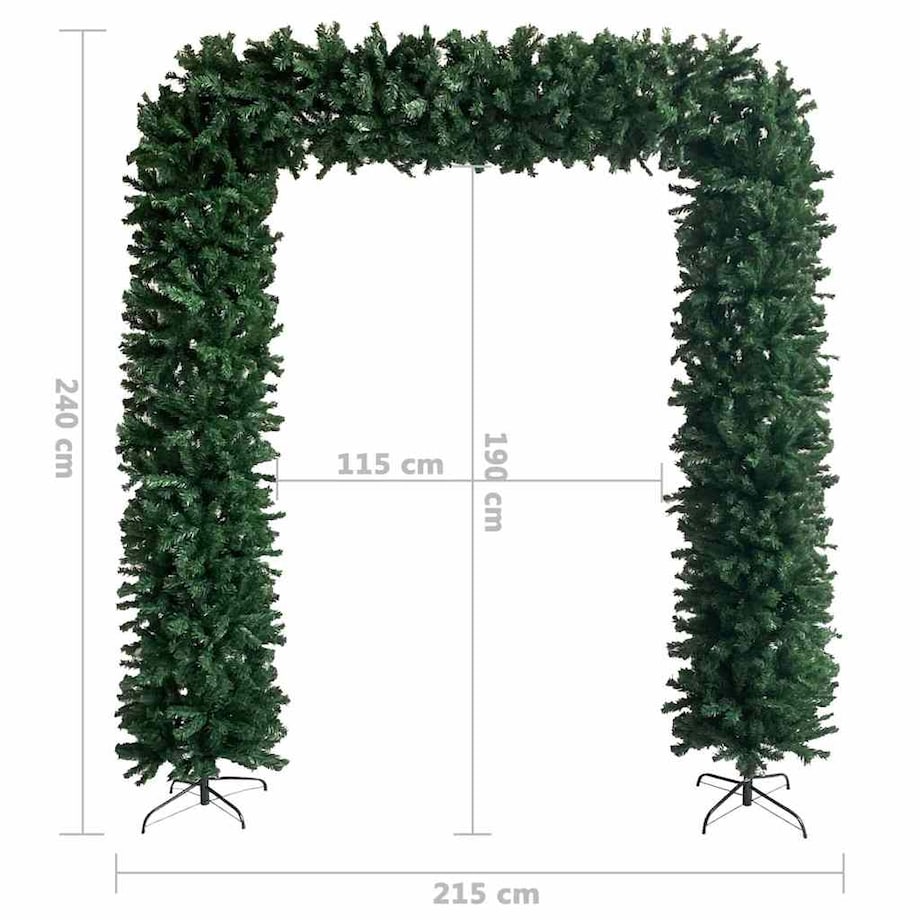 vidaXL Łuk świąteczny z girlandą, zielony, 240 cm