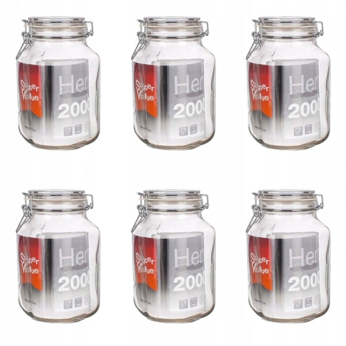 6x SŁOIK POJEMNIK na ŻYWNOŚĆ ogórki weki 2 L KLIPSEM grzyby kapustę bigos