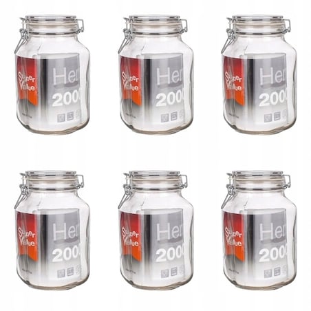 6x SŁOIK POJEMNIK na ŻYWNOŚĆ ogórki weki 2 L KLIPSEM grzyby kapustę bigos