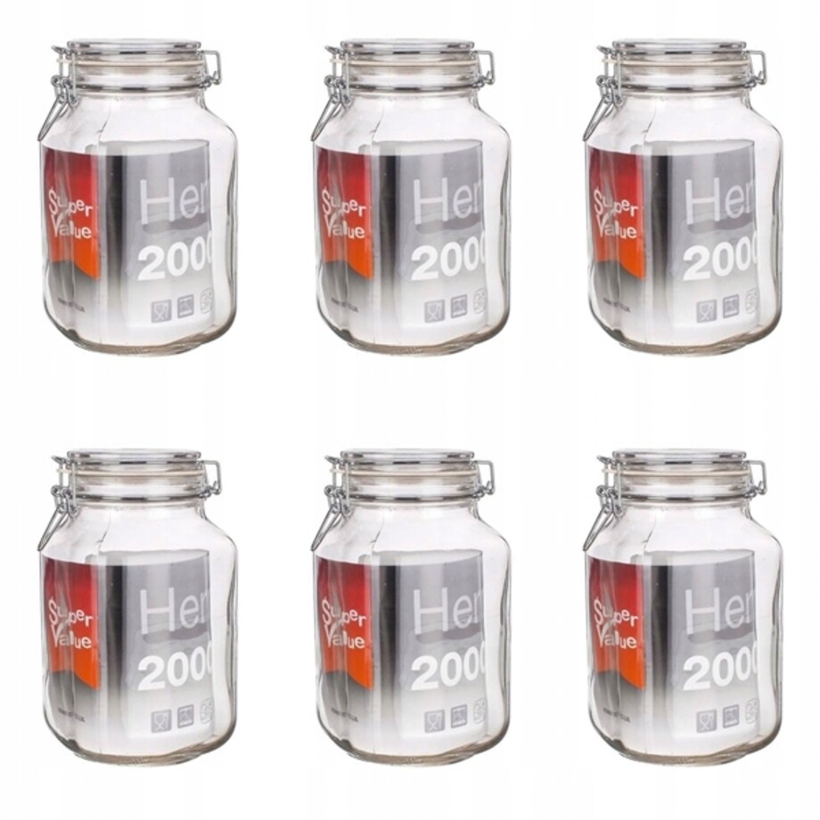 6x SŁOIK POJEMNIK na ŻYWNOŚĆ ogórki weki 2 L KLIPSEM grzyby kapustę bigos